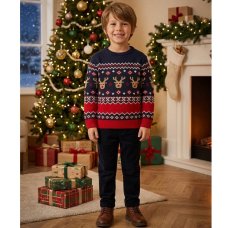 OVX31: Kids Knitted Christmas Reindeer Jumper (4- 9 years)